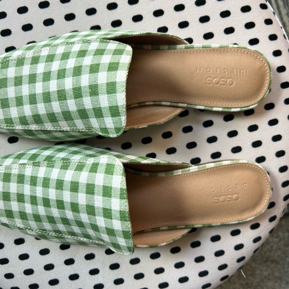 ASOS Green and White Gingham Flats - Picture 3 of 5